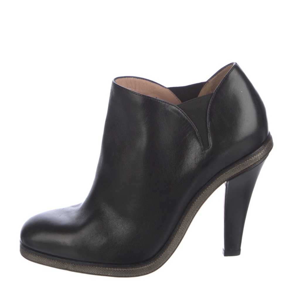 GIORGIO ARMANI Leather mule heeled booties